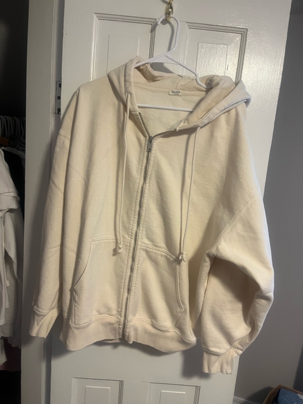 Brandy Melville Cream Zip-Up Hoodie